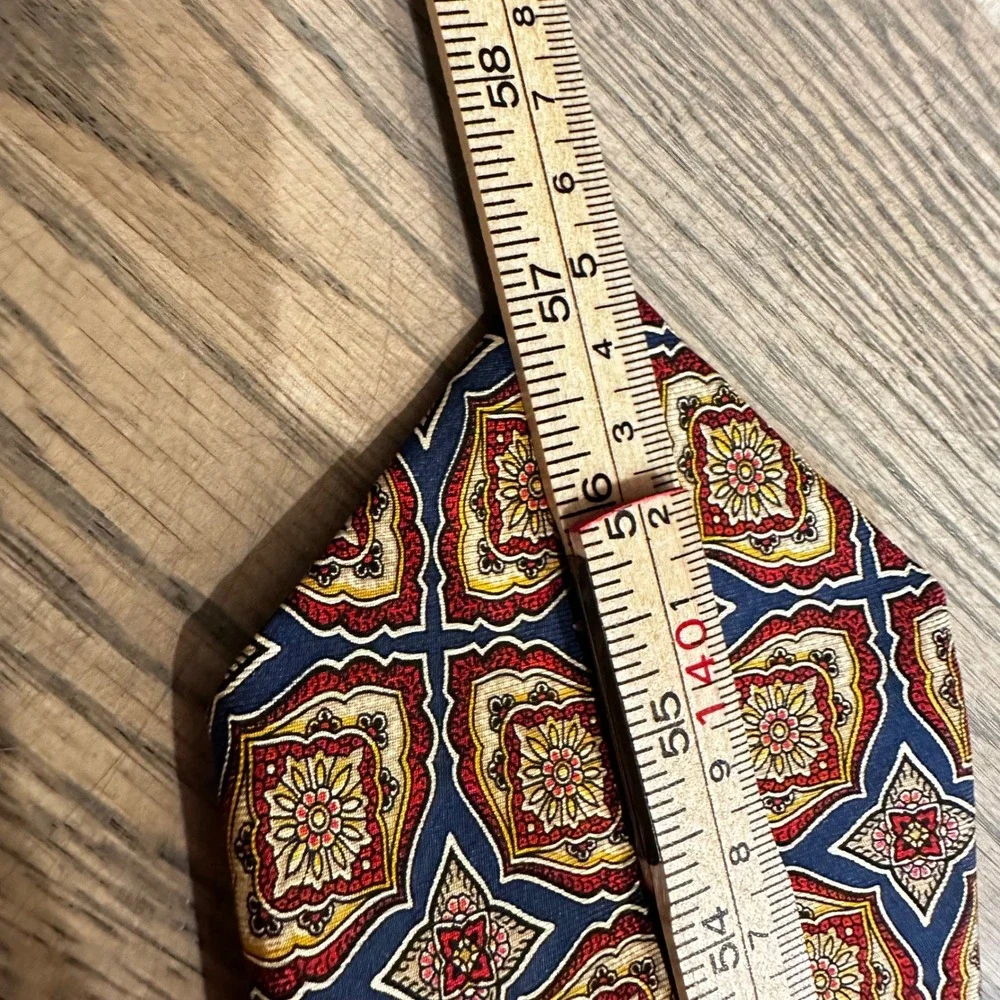 Vtg LIBERTY‎ of London Silk Tie Floral Medallion Navy Red Gold Mens Necktie